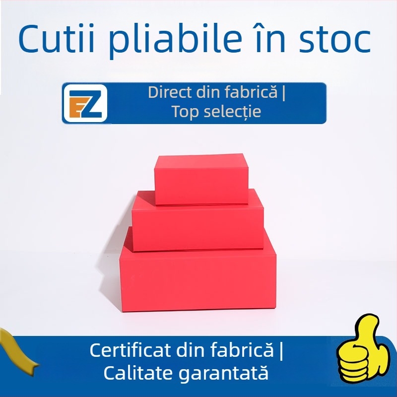 Cutie cadou pliabilă din carton rigid, mare, economisește spațiu, capac rabatabil, personalizabil