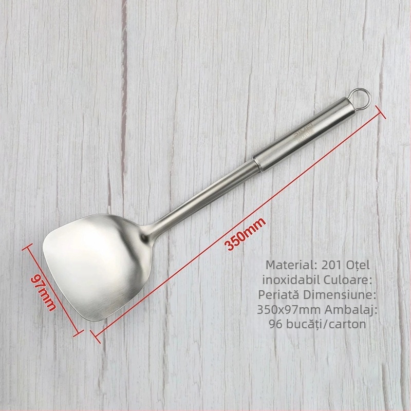 Spatulă din oțel inoxidabil cu mâner din lemn de stejar – ușoară, cu construcție îngroșată pentru bucătărie