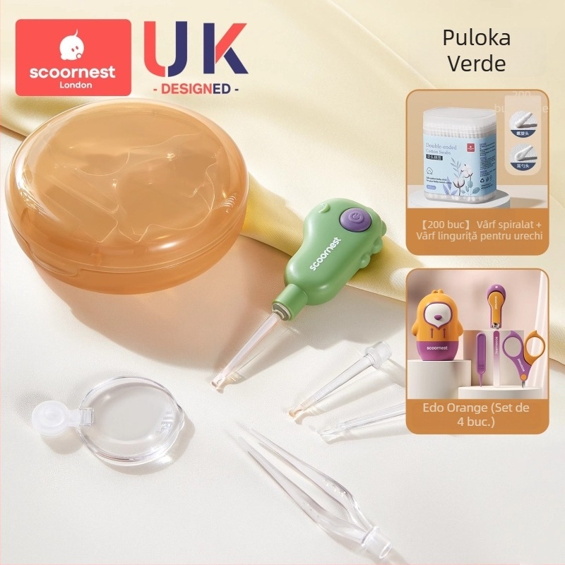 Lingură de urechi pentru bebeluși cu lumină, instrument de îndepărtare vizibilă a cerumenului cu vârf moale pentru copii