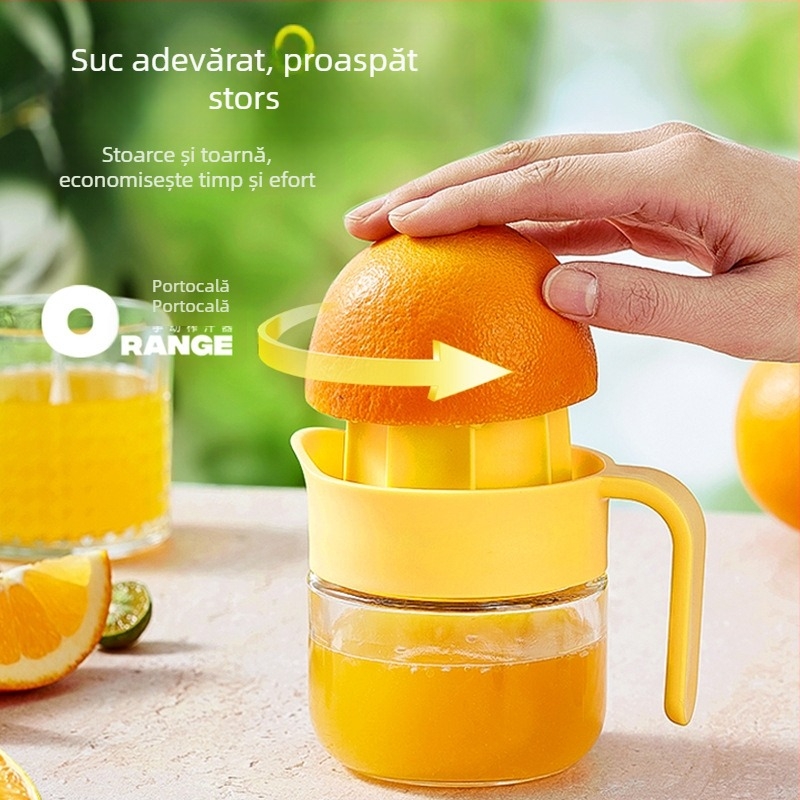 Storcător manual de citrice cu separator de pulpă, presă compactă de uz casnic pentru portocale, lămâi și rodie