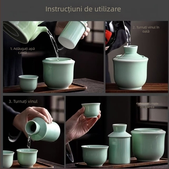 Set ceramic pentru încălzire lichior cu cești, pentru uz casnic, stil chinezesc