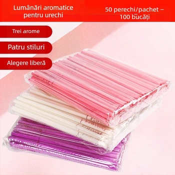 Lumânare aromaterapică pentru urechi – terapie profesională a urechii, ceară groasă, fitil drept, set de 100