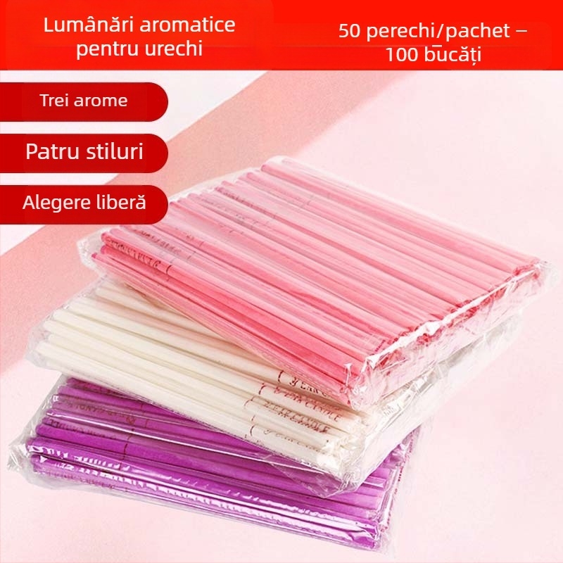 Lumânare aromaterapică pentru urechi – terapie profesională a urechii, ceară groasă, fitil drept, set de 100