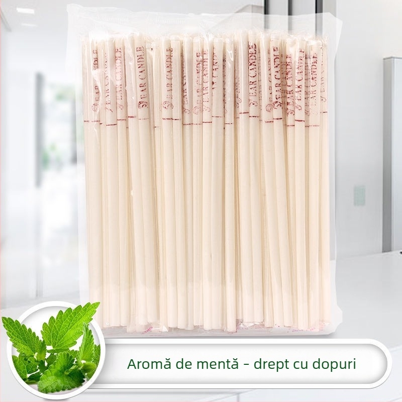 Lumânare aromaterapică pentru urechi – terapie profesională a urechii, ceară groasă, fitil drept, set de 100