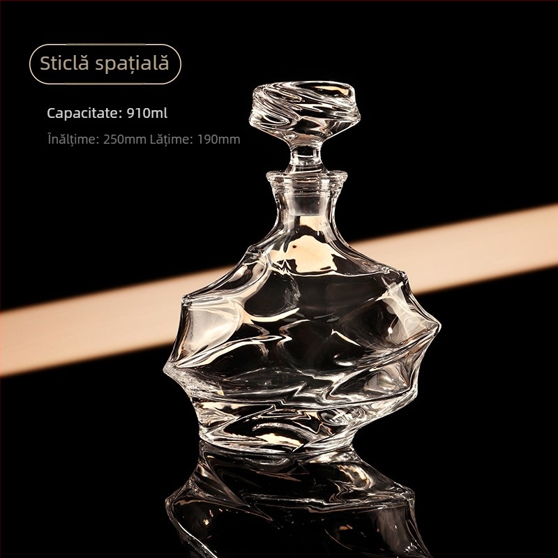 Sticlă de whisky în stil european din cristal, cu decantor și spațiu de depozitare