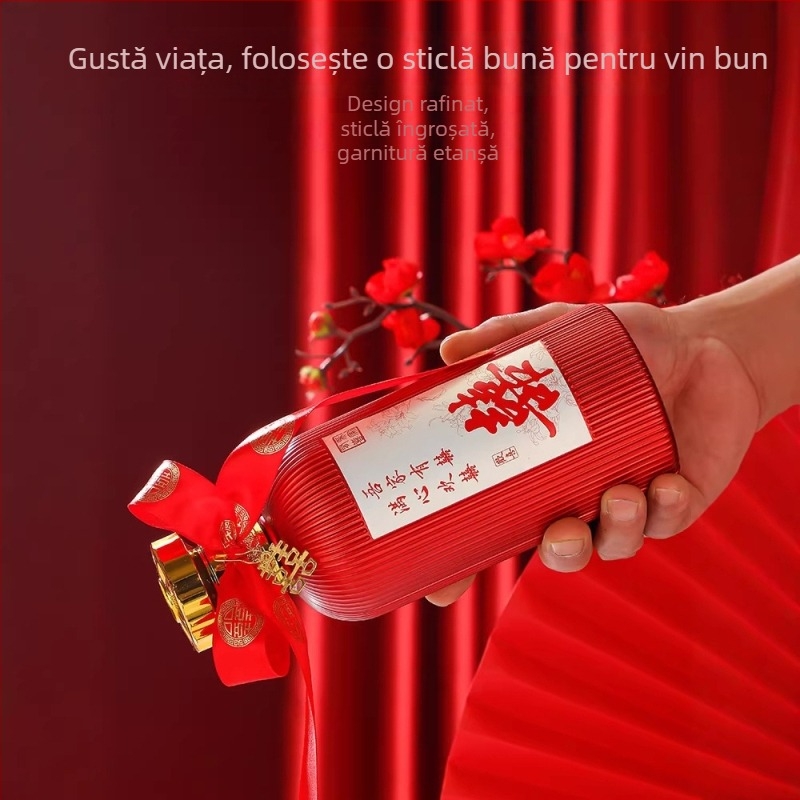 Sticle de vin pentru nuntă și sticle de sticlă pentru logodnă, set sigilat într-o cutie cadou premium
