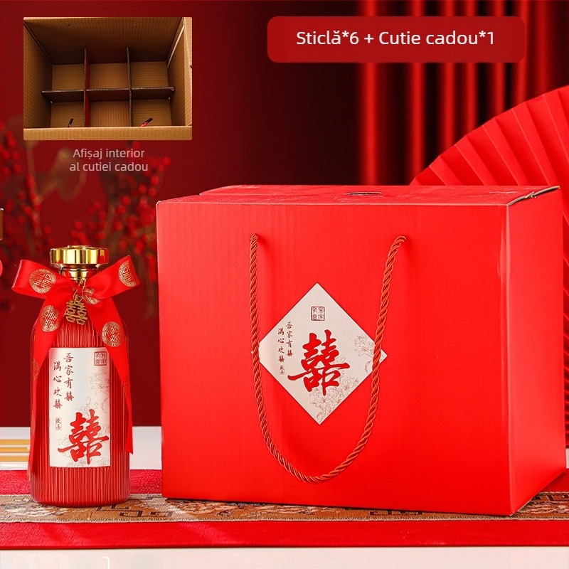 Sticle de vin pentru nuntă și sticle de sticlă pentru logodnă, set sigilat într-o cutie cadou premium