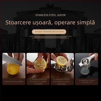 Stoarcător de lămâie din oțel inoxidabil, design îngroșat, pentru uz casnic, presă manuală de citrice, cu posibilitatea imprimării logo-ului