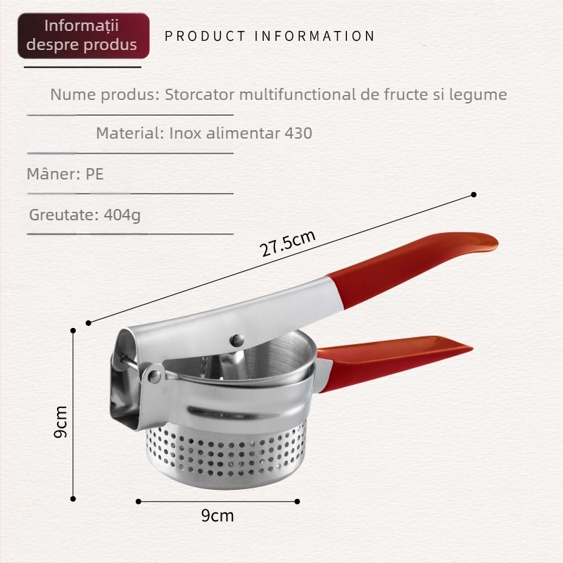 Zdrobitor de cartofi din oțel inoxidabil, storcător manual pentru piure de dovleac – unealtă de bucătărie