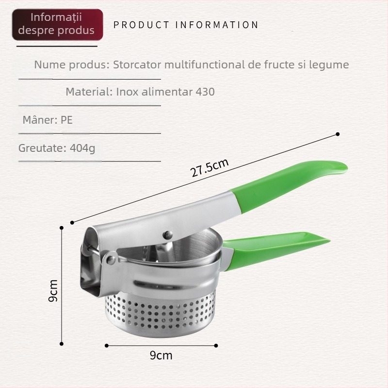 Zdrobitor de cartofi din oțel inoxidabil, storcător manual pentru piure de dovleac – unealtă de bucătărie