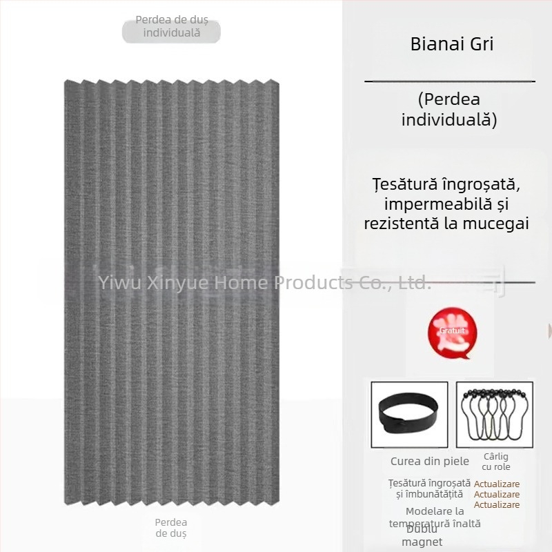 Set de perdele de duș pliabile, invizibil, fără găuri, material impermeabil, separare ud-uscat în baie