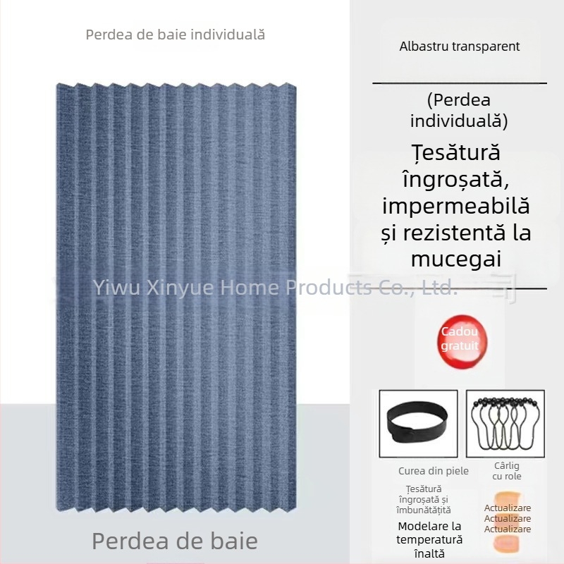 Set de perdele de duș pliabile, invizibil, fără găuri, material impermeabil, separare ud-uscat în baie