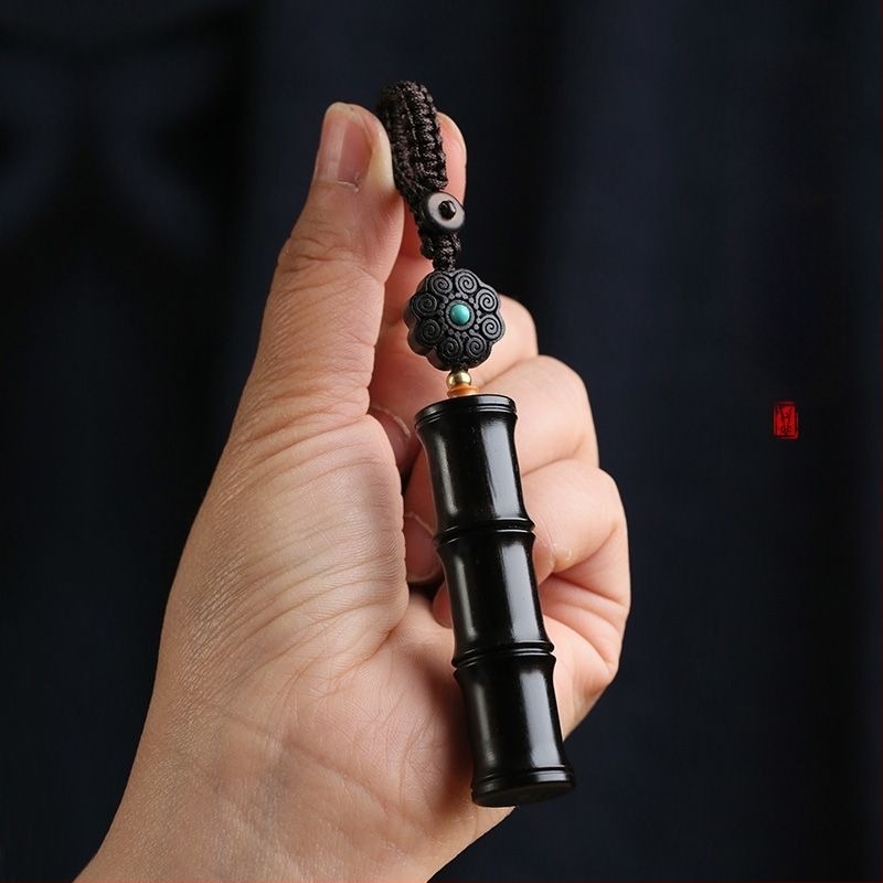 Cheie de mașină din lemn de abanos cu noduri de bambus, accesoriu elegant în stil vintage