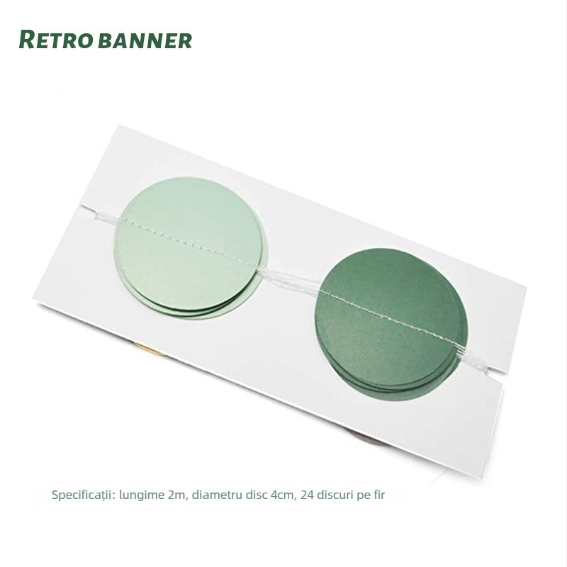 Ghirlandă din hârtie verde, circulară, în stil retro, pentru decorul petrecerii copiilor – banner și accesorii de suspendare