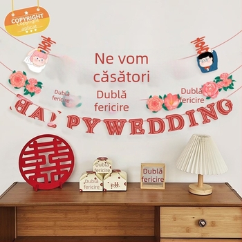 Decorațiuni pentru camera de nuntă: accesorii foto, ghirlandă și fundal cu simbolul Dublă Fericire