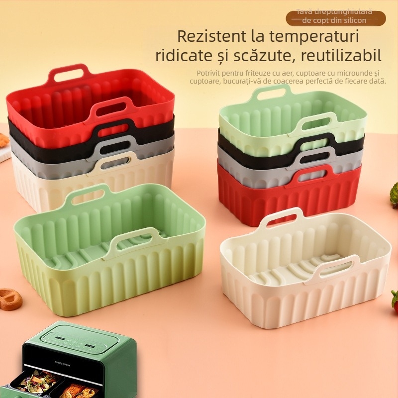 Tavă dreptunghiulară din silicon pentru friteuză cu aer, folie de copt din silicon pentru cuptor și raft de cuptor
