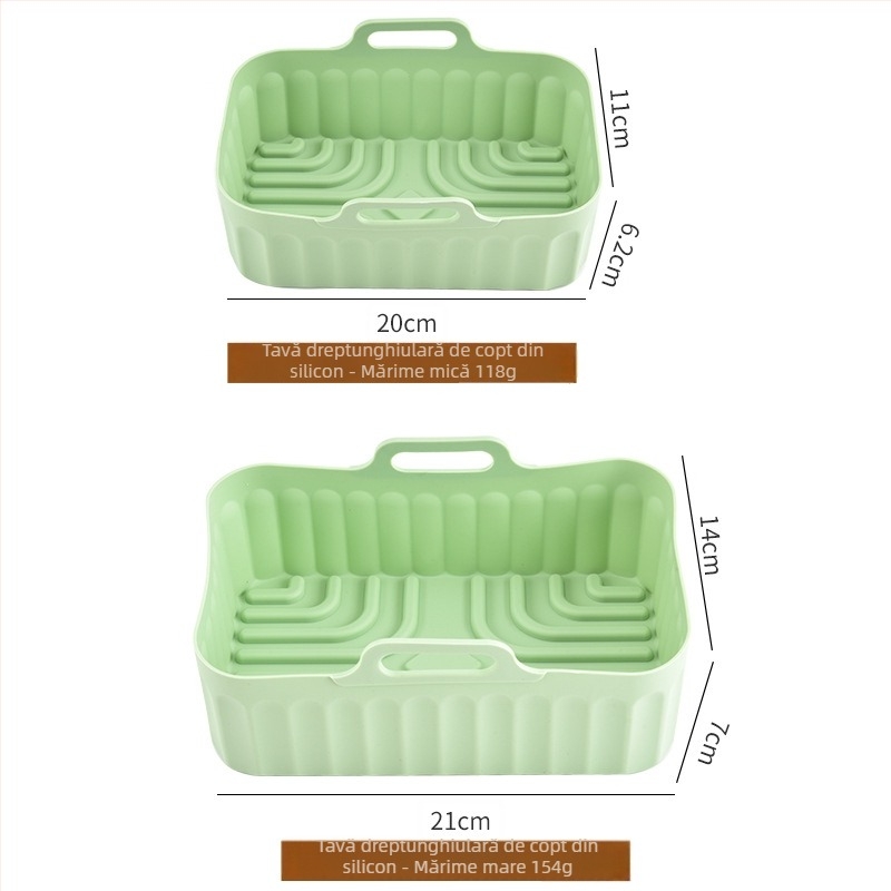 Tavă dreptunghiulară din silicon pentru friteuză cu aer, folie de copt din silicon pentru cuptor și raft de cuptor