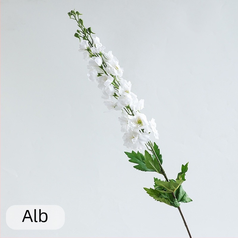 Floare artificială cu atingere realistă, tulpină simplă Delphinium mare și violet, floare decorativă primăvară-vară pentru nunți