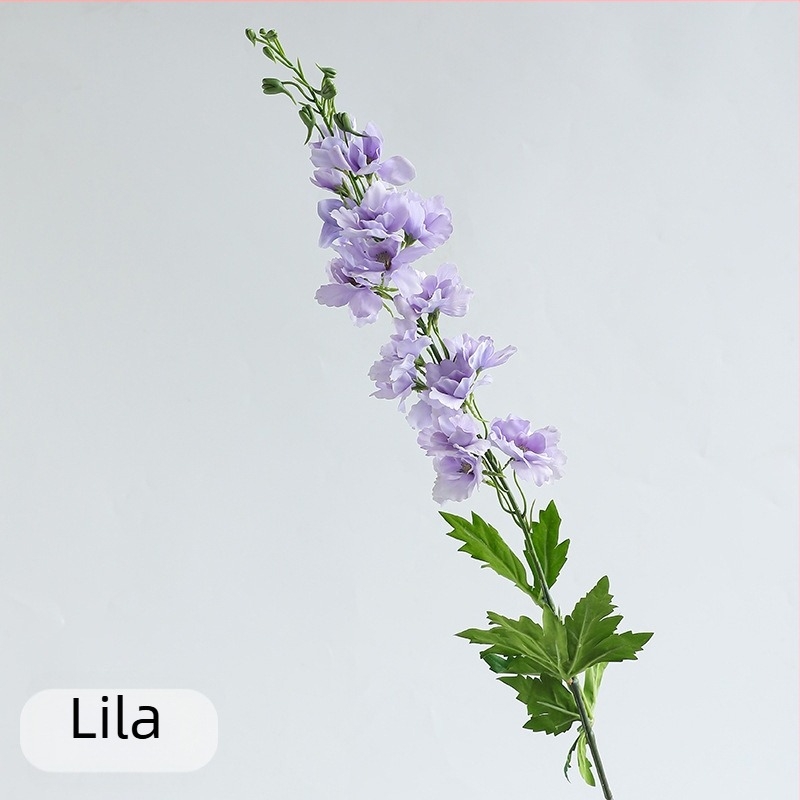 Floare artificială cu atingere realistă, tulpină simplă Delphinium mare și violet, floare decorativă primăvară-vară pentru nunți