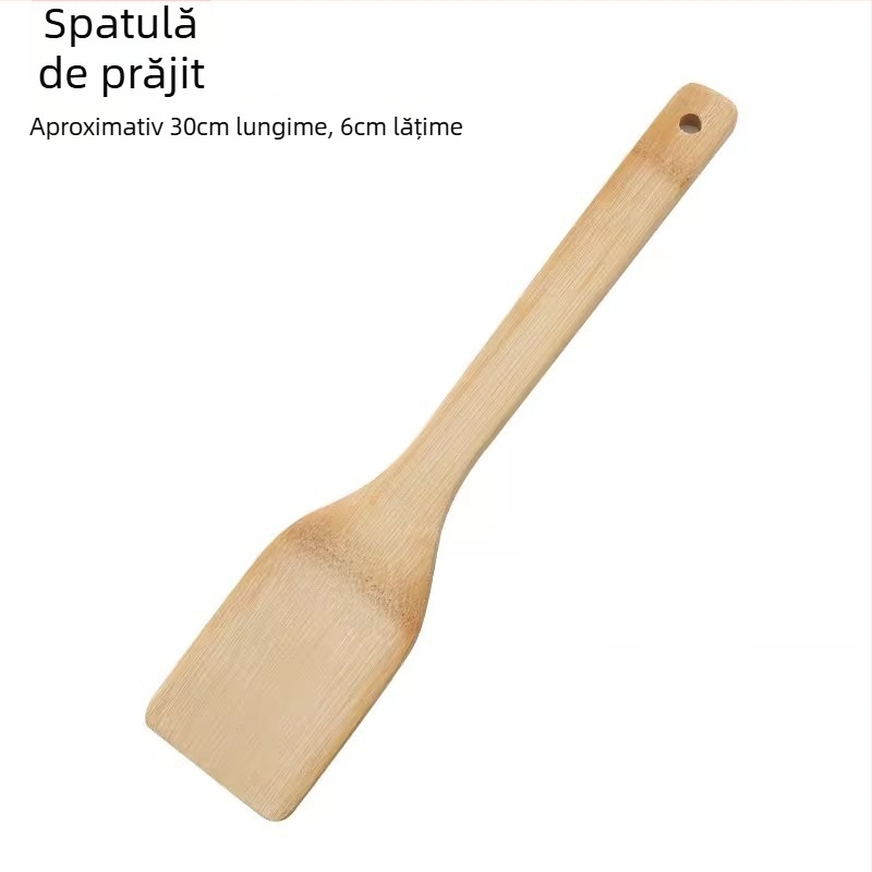 Set de ustensile de bucătărie din bambus: spatulă antiaderentă, rezistentă la temperaturi înalte, lingură de orez și spatulă pentru prăjit