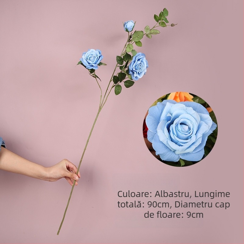Set de 3 trandafiri artificiali din mătase pentru decor de nuntă, plante artificiale de înaltă calitate
