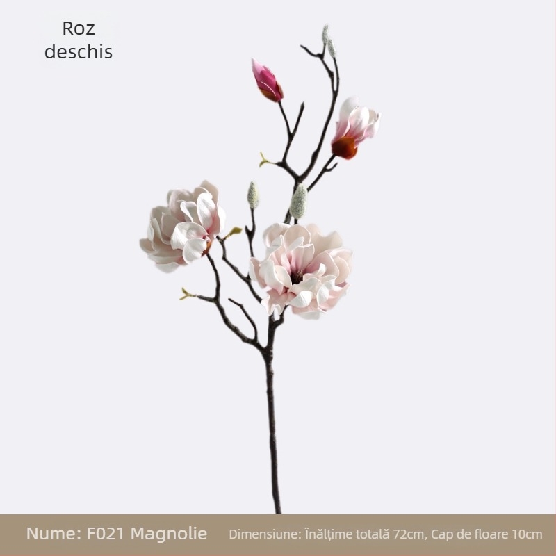 Floare artificială Magnolia cu mai multe capete, material PU, decor pentru casă și recuzită de nuntă, stil chinoiserie nou