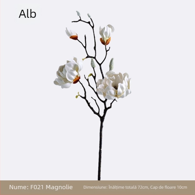 Floare artificială Magnolia cu mai multe capete, material PU, decor pentru casă și recuzită de nuntă, stil chinoiserie nou