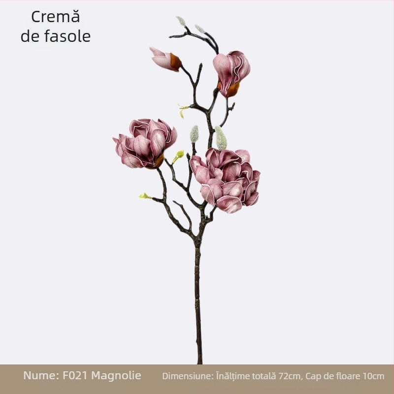 Floare artificială Magnolia cu mai multe capete, material PU, decor pentru casă și recuzită de nuntă, stil chinoiserie nou