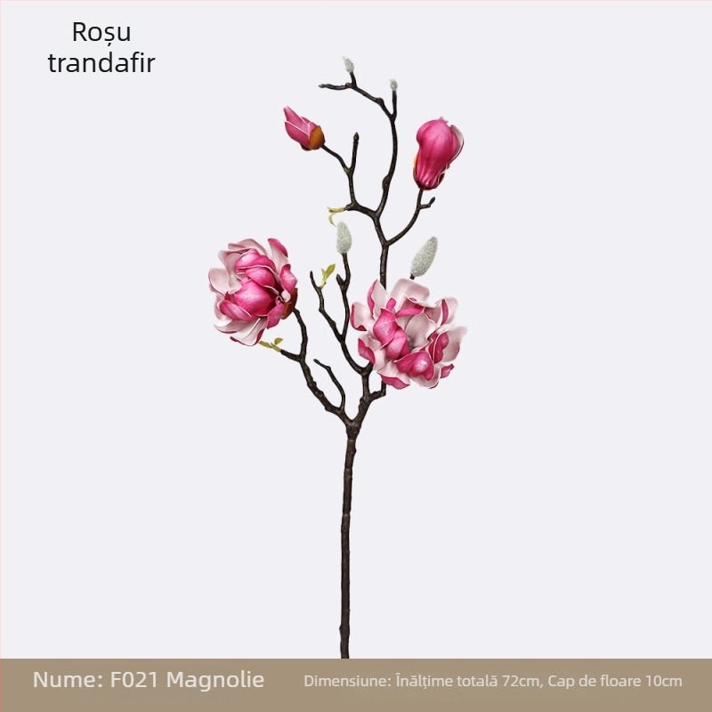 Floare artificială Magnolia cu mai multe capete, material PU, decor pentru casă și recuzită de nuntă, stil chinoiserie nou