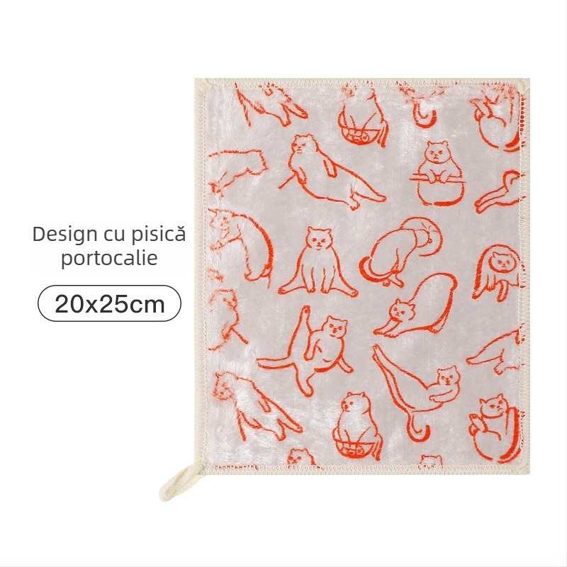 Laveta pentru vase, dublu strat, din fibră de lemn, model desen animat, ușor de curățat, nu lasă scame
