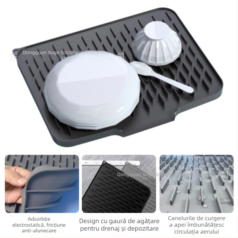 Drenaj din silicon cu bază pentru cutia de săpun – covoraș de uscare pentru bucătărie și baie
