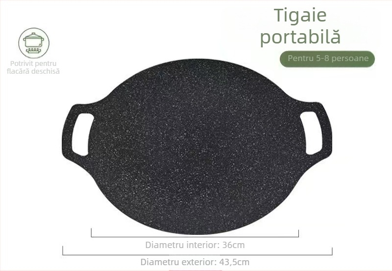 Tigaie gril în stil coreean pentru exterior, cu Maifan piatră pentru plite cu inducție, antiaderent, portabil