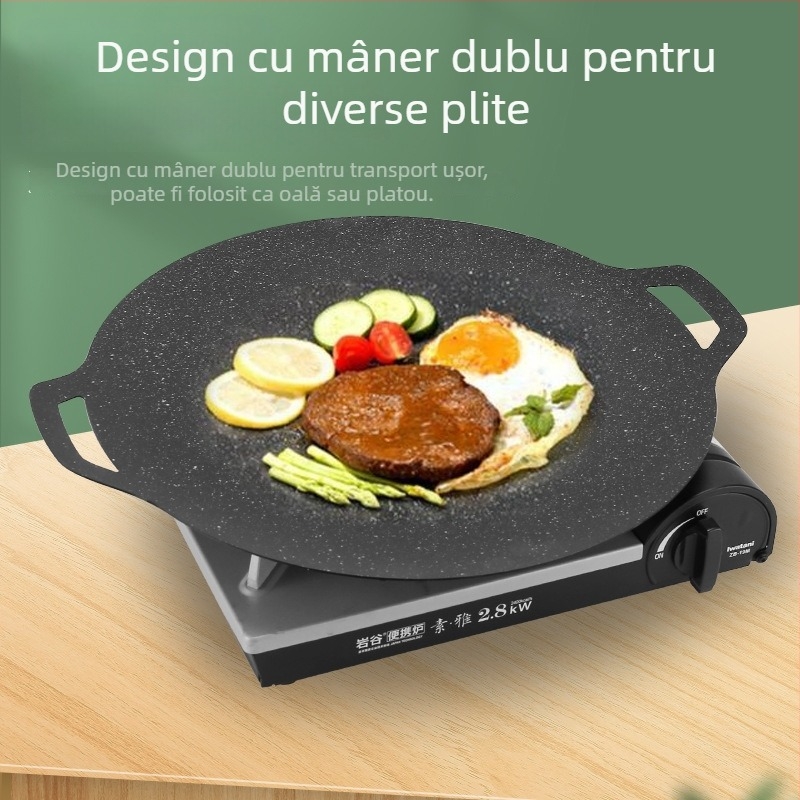 Tigaie gril în stil coreean pentru exterior, cu Maifan piatră pentru plite cu inducție, antiaderent, portabil