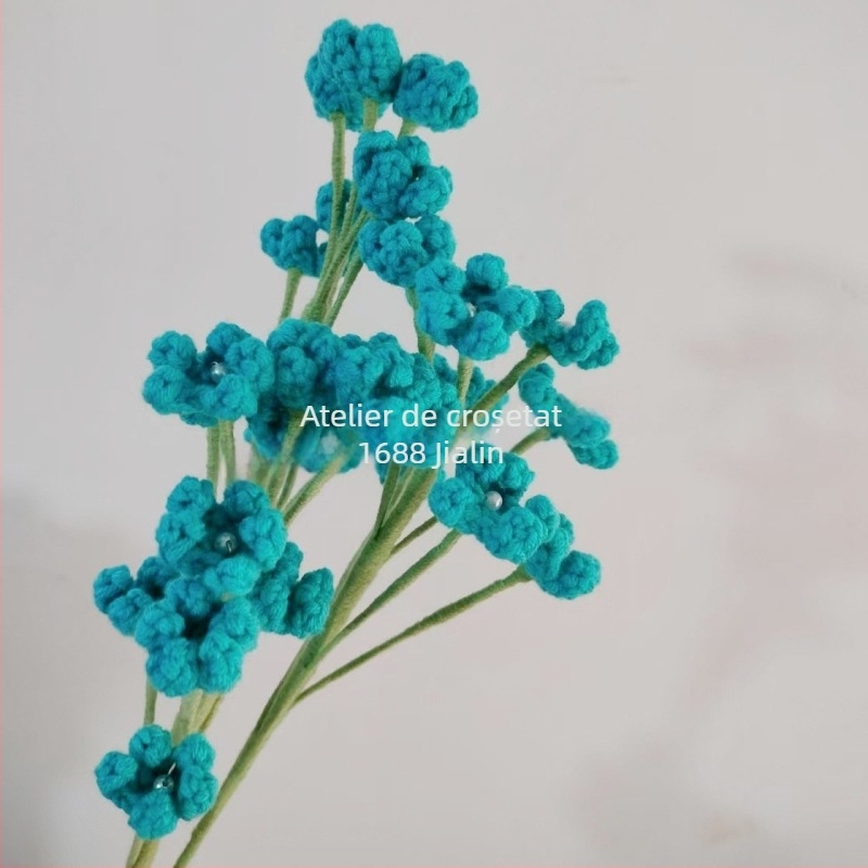 Flori artificiale croșetate din lână, crenguțe Baby's Breath, ornamente florale pentru nunți și decor fotografic