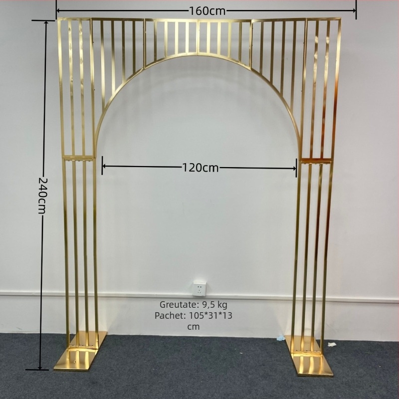 Cadru de fundal auriu pentru nuntă cu arc placat, pentru ceremonii în aer liber