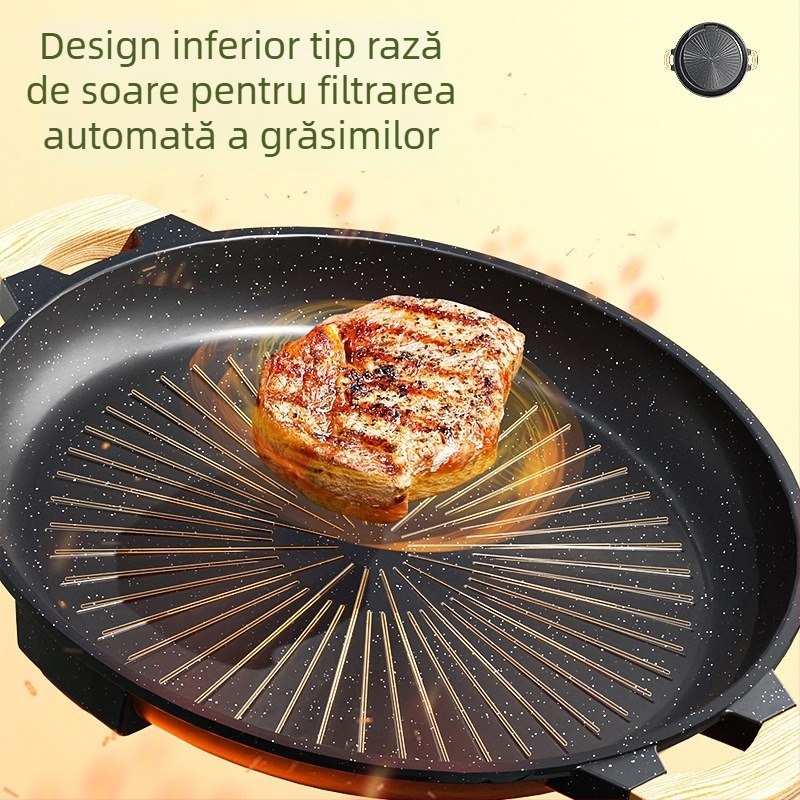 Tigân de grătar pentru camping cu arzător tip casetă, plăcă de grătar din piatră Maifan, antiaderent, protecție împotriva arsurilor, tigaie portabilă pentru prăjit