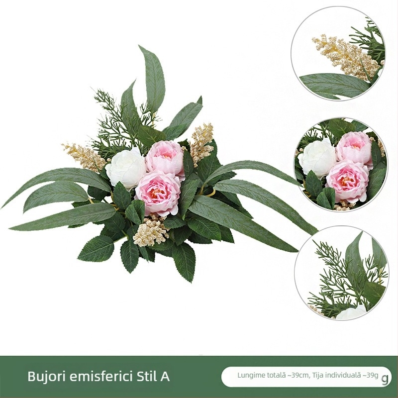 Ghirlandă artificială cu trandafiri și lumânare pentru decorul casei