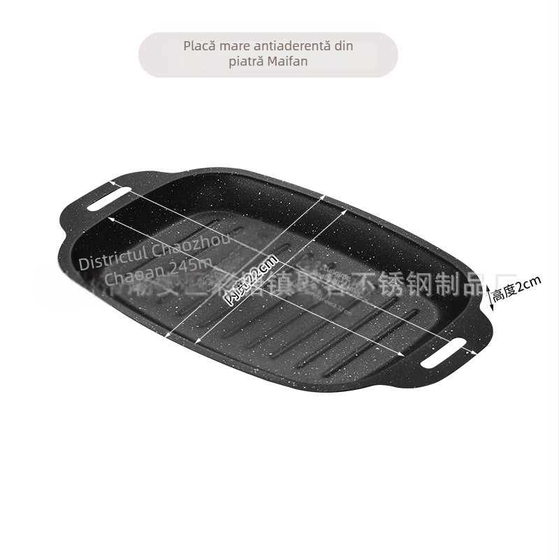 Placă de grătar Maifan, stil coreean teppanyaki, plăcuță/grill din fier portabil pentru exterior