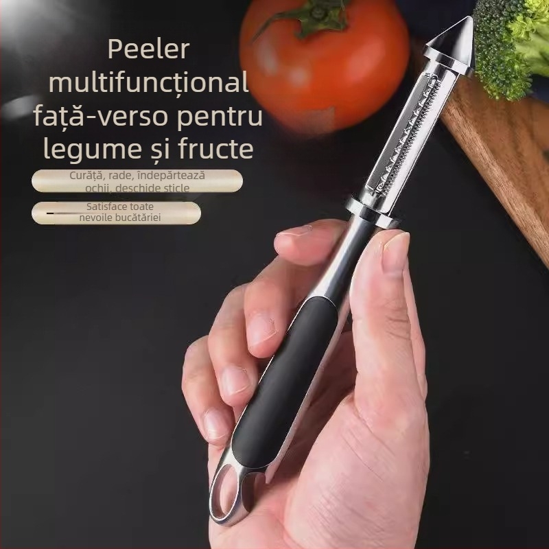 Aparat multifuncțional din aliaj de zinc: curățător de legume, răzuitor de fructe și deschizător de sticle de bere