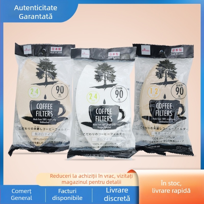 Daiso hârtie de filtru cafea nealbita, 90 de foi, culoare lemn naturală