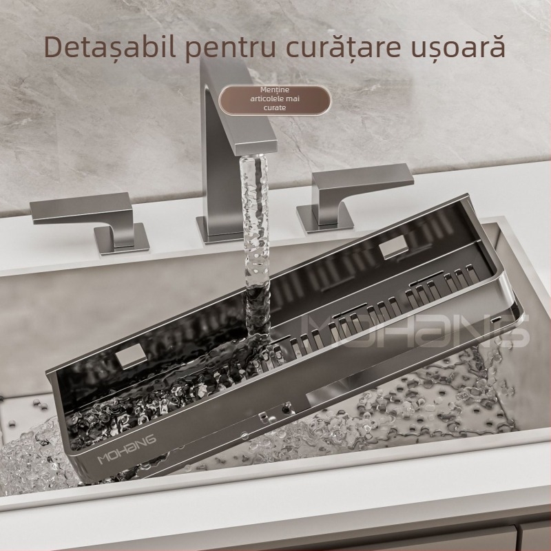 Raft de depozitare pentru baie montat pe perete, fără găuri