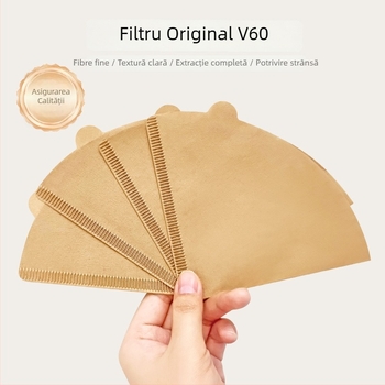 Filtru de cafea de unică folosință în formă V, filtru conic în formă de evantai, din pulpă de lemn, de calitate alimentară, pentru preparare acasă.