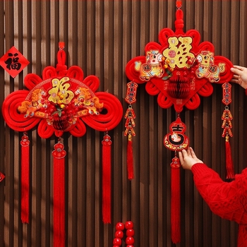 Nod chinezesc cu nod cu simbol noroc, decor suspendat pentru sufragerie sau intrare, decor festiv de Anul Nou și de Primăvară