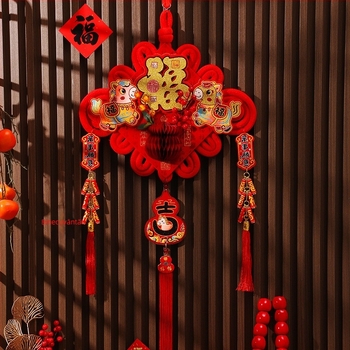 Nod chinezesc cu nod cu simbol noroc, decor suspendat pentru sufragerie sau intrare, decor festiv de Anul Nou și de Primăvară
