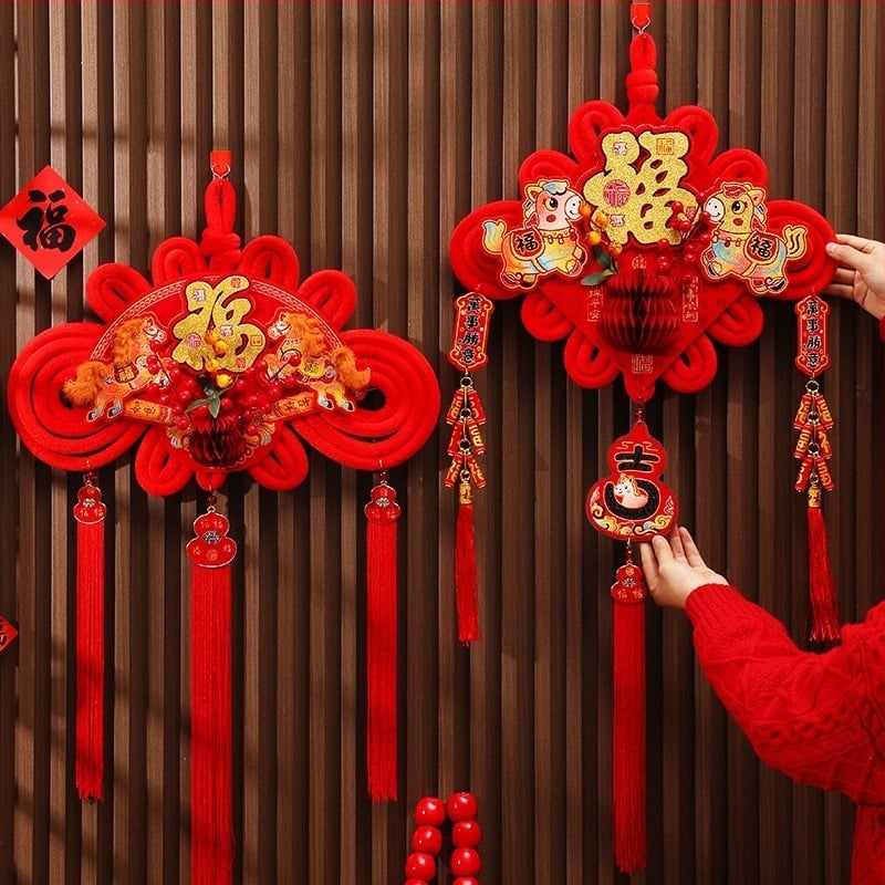 Nod chinezesc cu nod cu simbol noroc, decor suspendat pentru sufragerie sau intrare, decor festiv de Anul Nou și de Primăvară