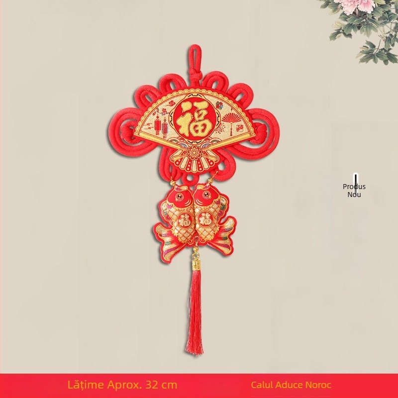 Nod chinezesc cu nod cu simbol noroc, decor suspendat pentru sufragerie sau intrare, decor festiv de Anul Nou și de Primăvară