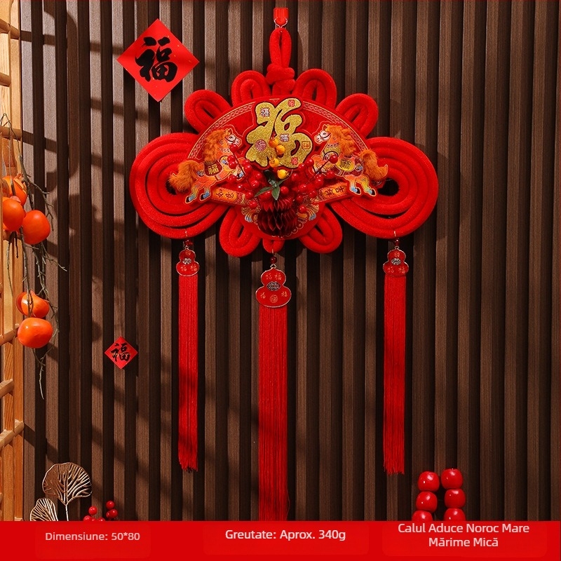 Nod chinezesc cu nod cu simbol noroc, decor suspendat pentru sufragerie sau intrare, decor festiv de Anul Nou și de Primăvară