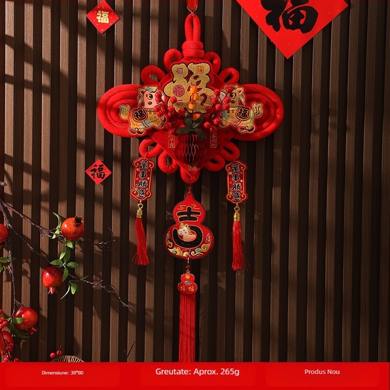 Nod chinezesc cu nod cu simbol noroc, decor suspendat pentru sufragerie sau intrare, decor festiv de Anul Nou și de Primăvară