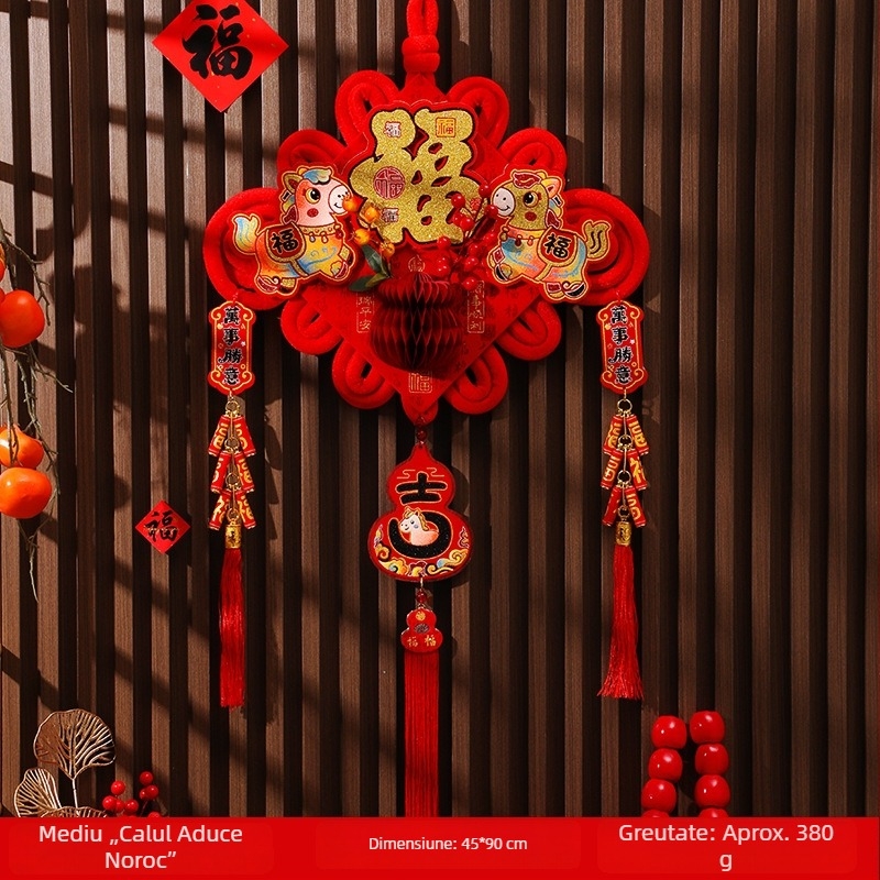 Nod chinezesc cu nod cu simbol noroc, decor suspendat pentru sufragerie sau intrare, decor festiv de Anul Nou și de Primăvară