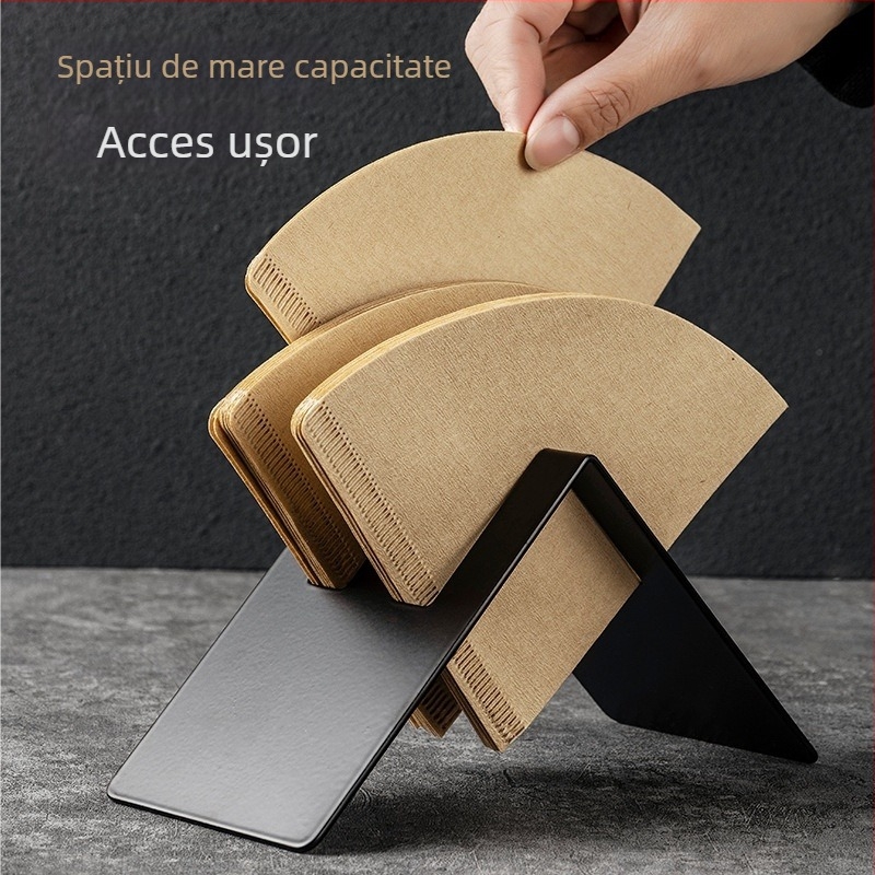 Suport din oțel inoxidabil pentru hârtie de filtru V60 și raft de depozitare a filtrelor, în formă conică/fan, accesorii pentru cafea